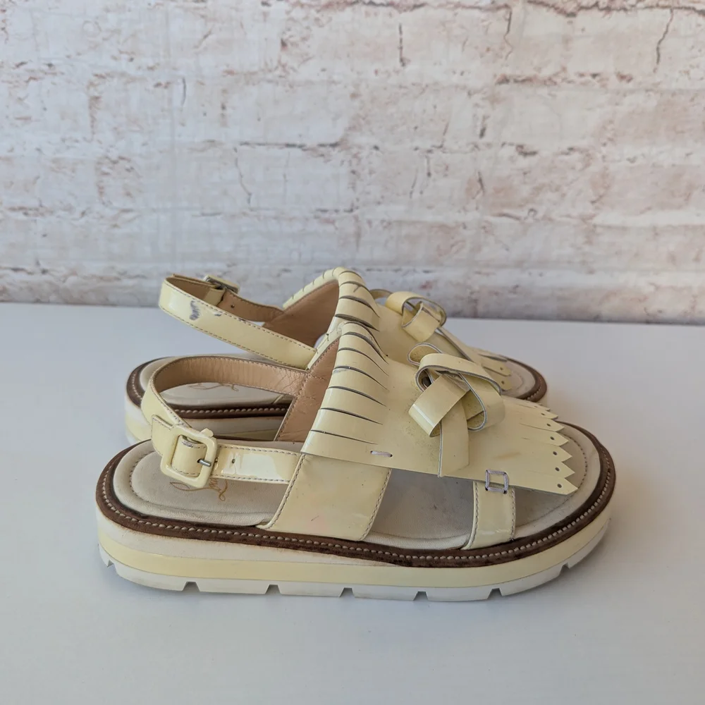 Christian Louboutin Cream Women's Sandals with Fringe - Picture 5 of 11